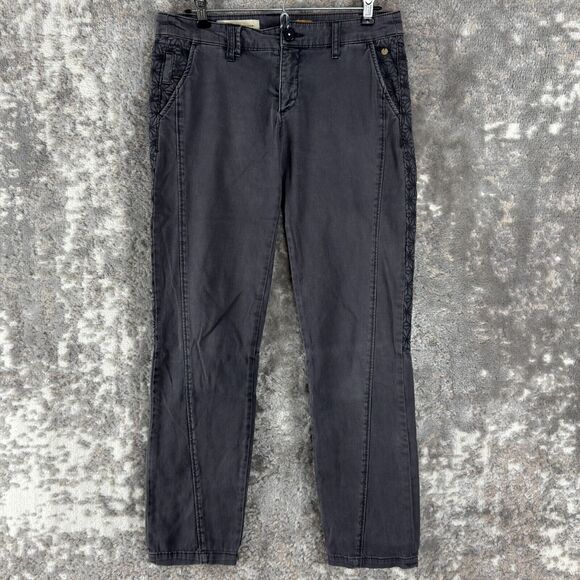 Pilcro Sz 27 Hyphen Gray Embroidered Denim Jeans Pants - Picture 1 of 12